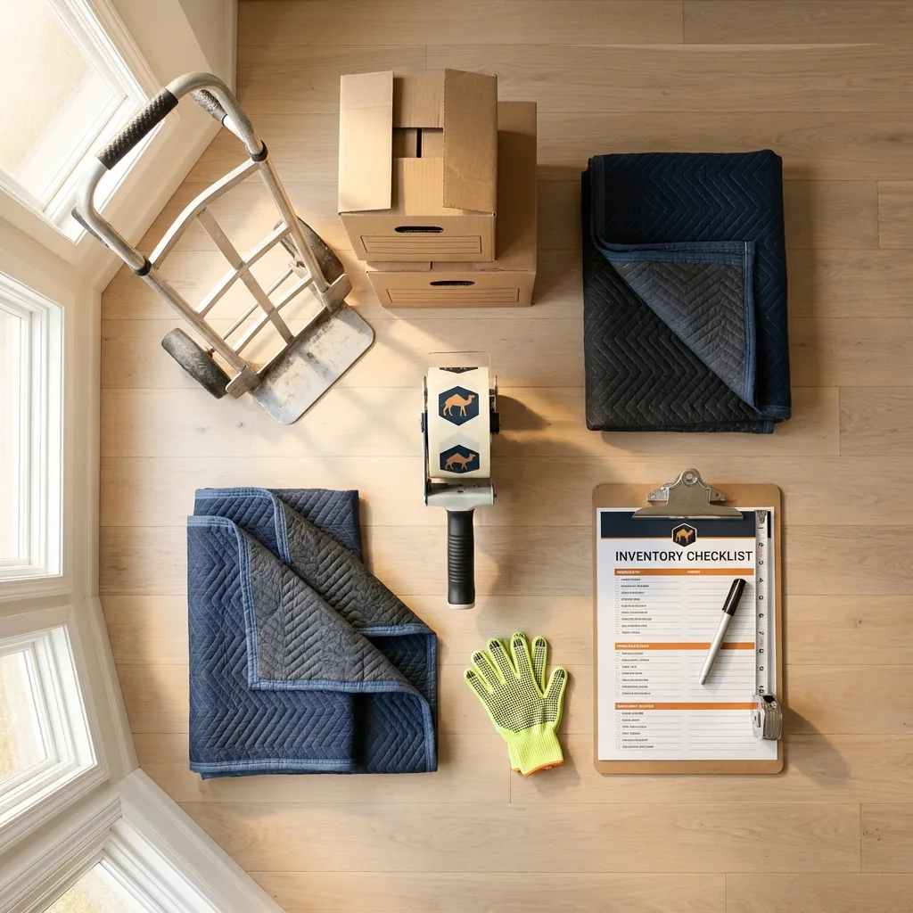 Professional moving supplies and packing materials layout for Monticello residential relocations